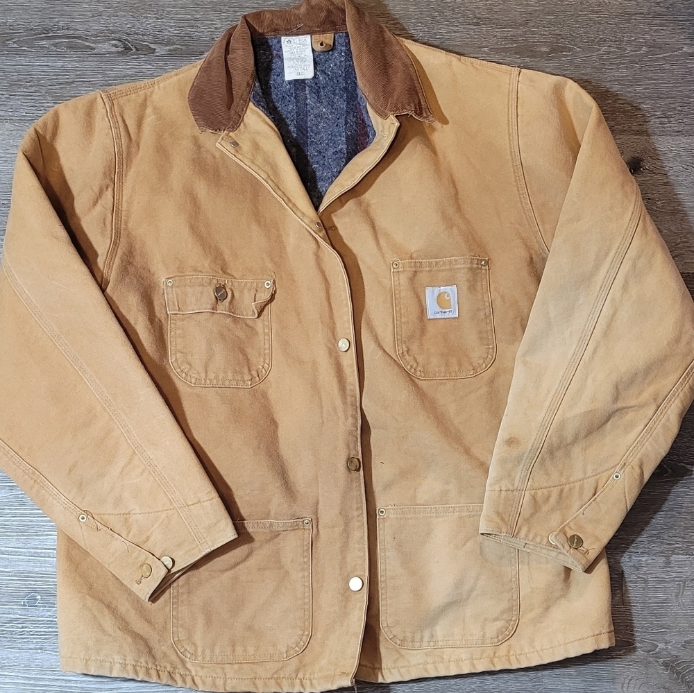 Vintage Carhartt 6BLCT Barn Chore Jacket Coat Blanket Lined 90s USA Made Mens